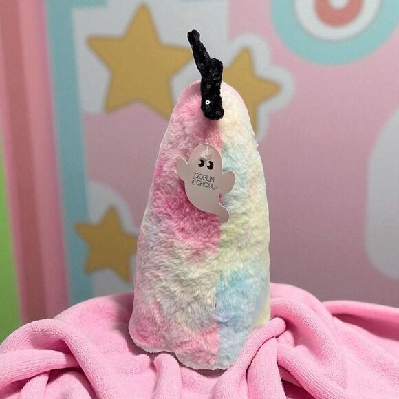 Goblin & Ghoul Pink Ombre Plush Ghost with Bow. Weighted Halloween Summerween D - Picture 2 of 5
